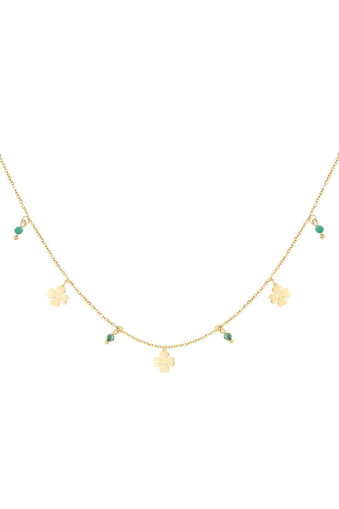 Necklace four-leaf clovers & stones Gold Stainless Steel 