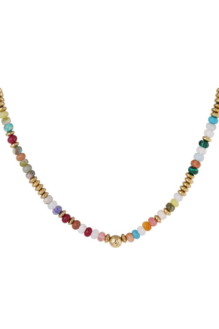 Collier avec perles de pierres multicolores - Collection pierres naturelles Multicouleur Stone 