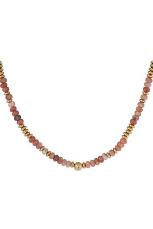 Çok renkli taş boncuklu kolye - Natural stone collection Pink & Gold h5 