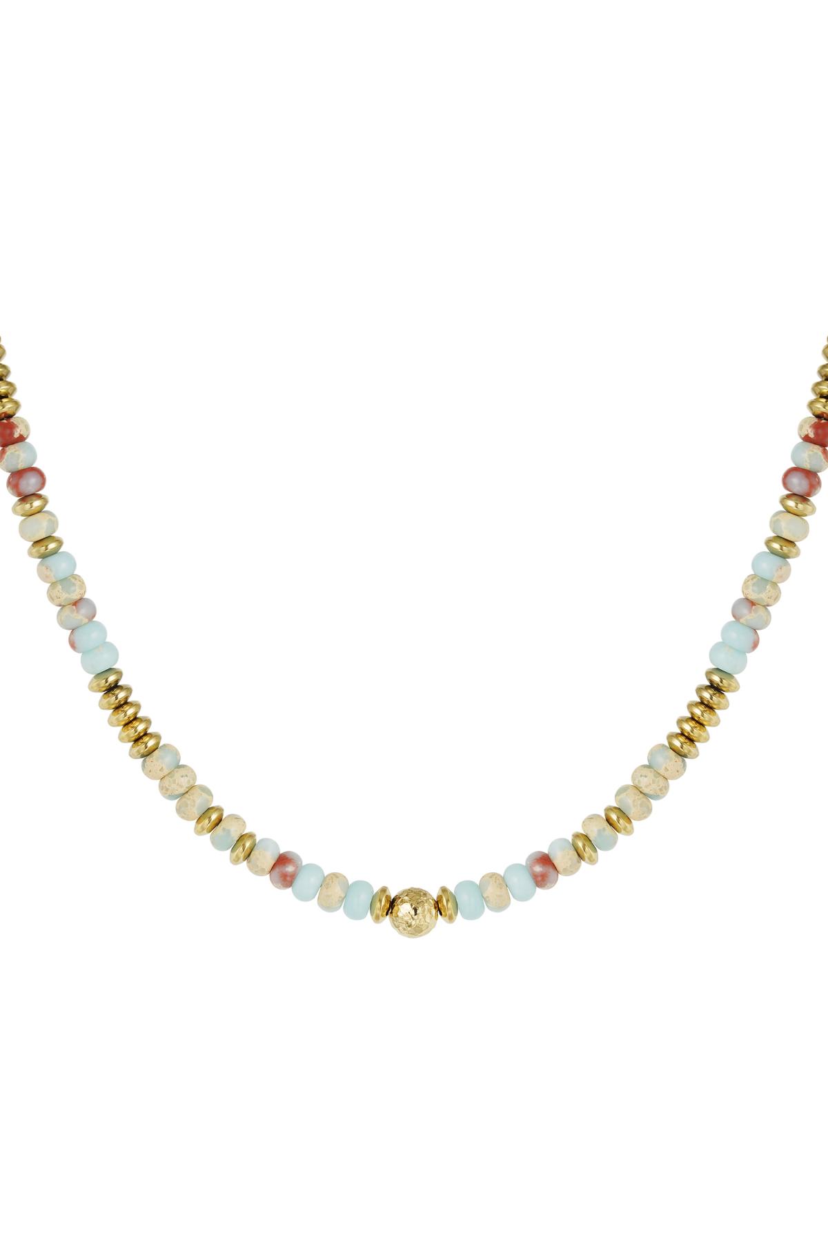 Necklace with multi-coloured stone beads - Natural stone collection Light Blue Hematite h5 