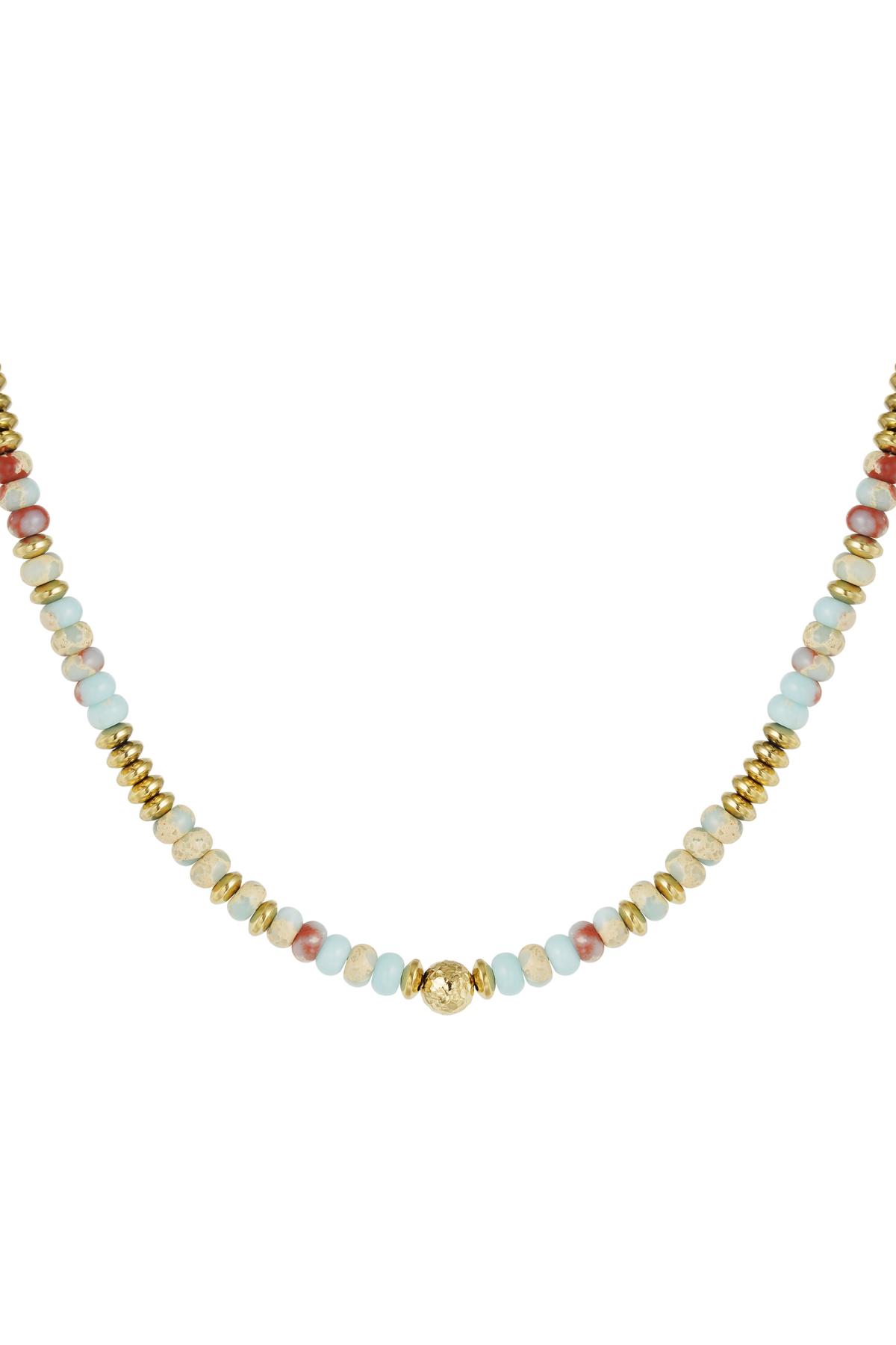 Necklace with multi-coloured stone beads - Natural stone collection Light Blue Hematite