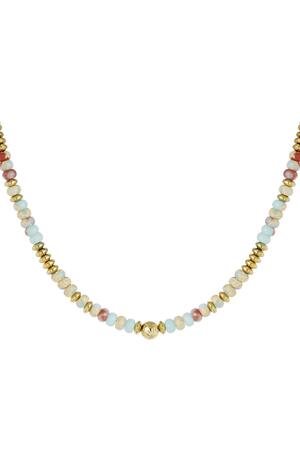 Halskette mit mehrfarbigen Steinperlen - Natursteinkollektion Hellblau Hämatit h5 