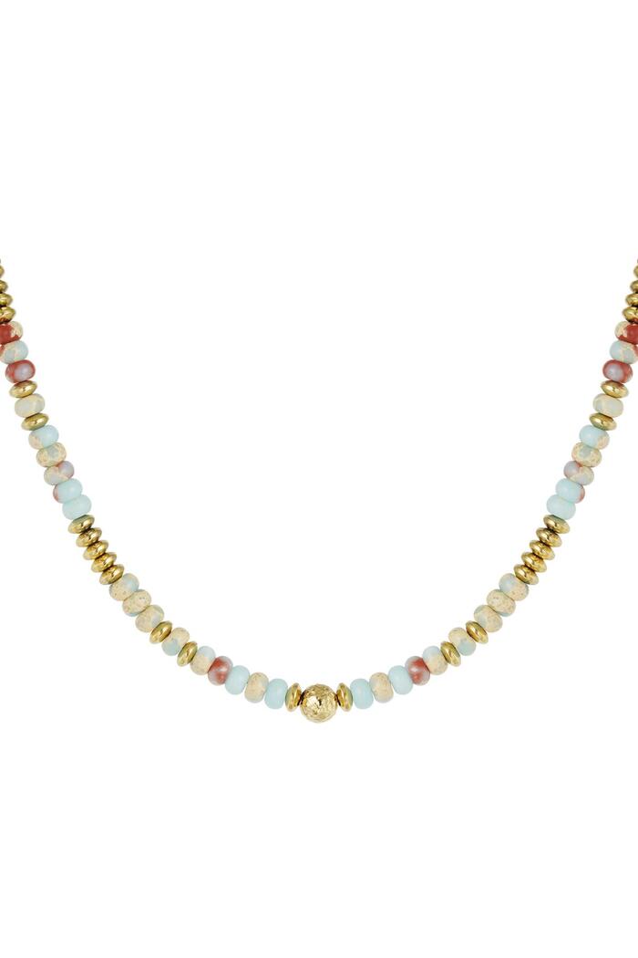 Halskette mit mehrfarbigen Steinperlen - Natursteinkollektion Hellblau Hämatit 