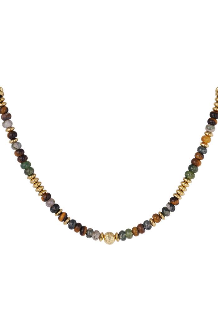 Halskette mit mehrfarbigen Steinperlen Gold Stone 