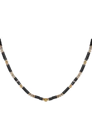 Halskette mit kleinen farbigen Steinen Schwarz & Gold Stone h5 