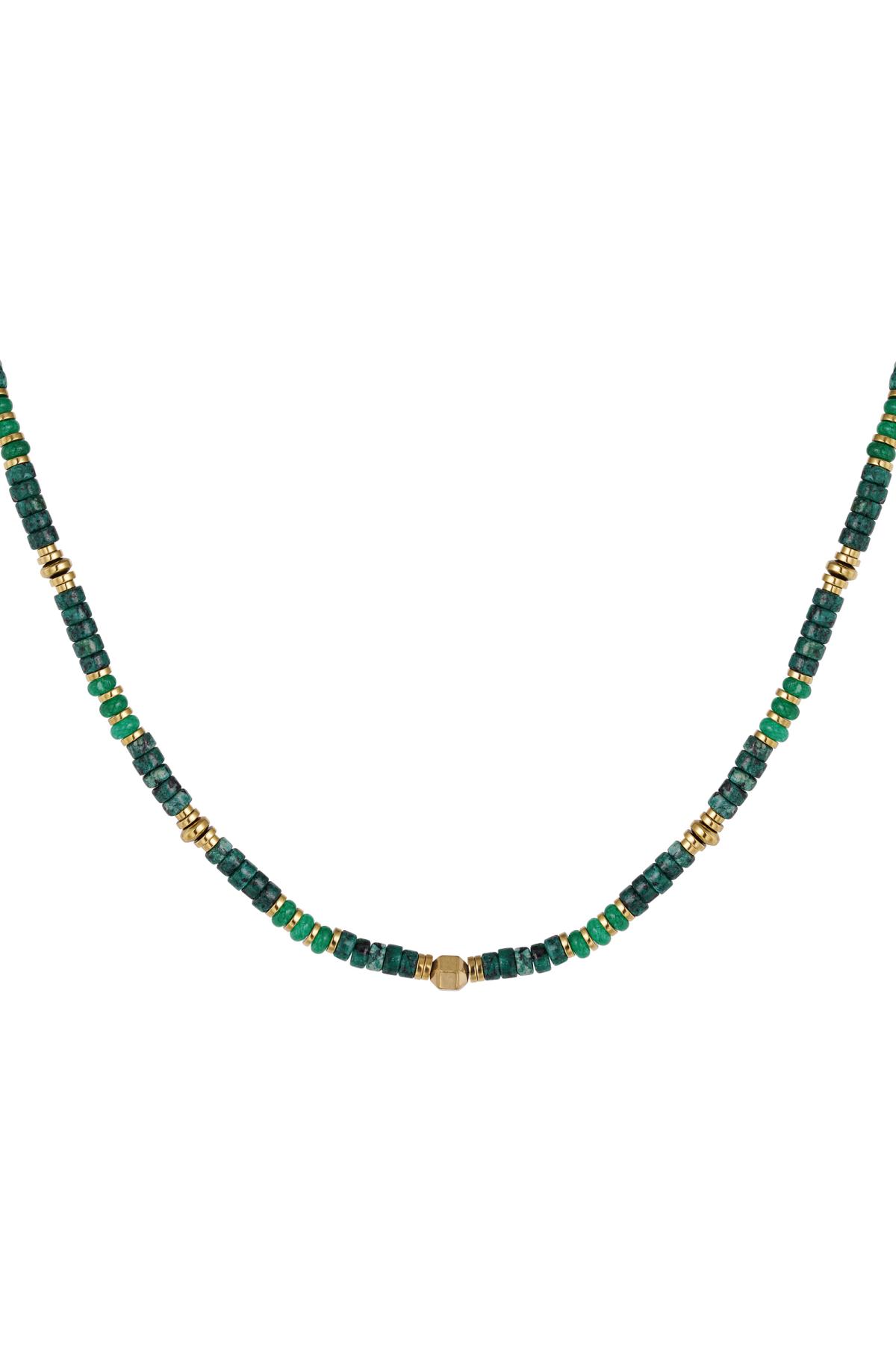 Halskette mit kleinen farbigen Steinen Grün &amp; Gold Stone