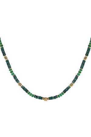Halskette mit kleinen farbigen Steinen Grün & Gold Stone h5 