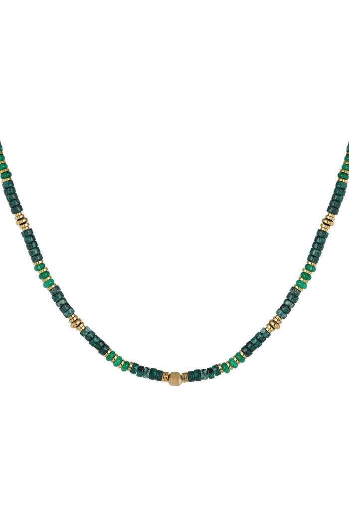 Halskette mit kleinen farbigen Steinen Grün & Gold Stone 