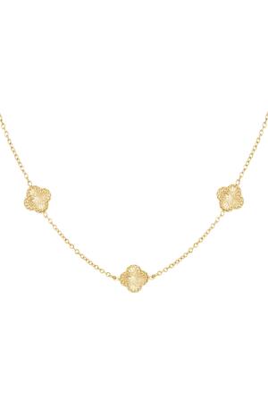 Necklace clover with pattern Gold Stainless Steel h5 