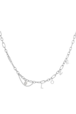 Necklace chunky love Silver Stainless Steel h5 