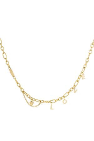 Necklace chunky love Gold Stainless Steel h5 