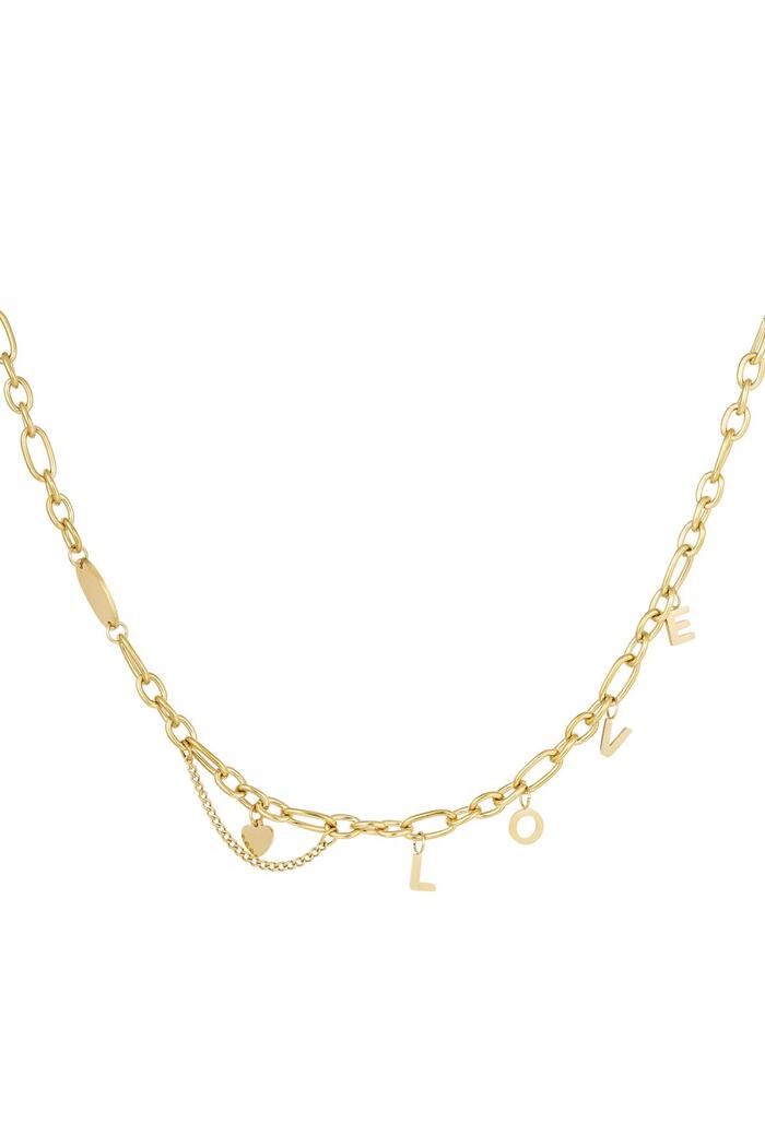 Necklace chunky love Gold Stainless Steel 