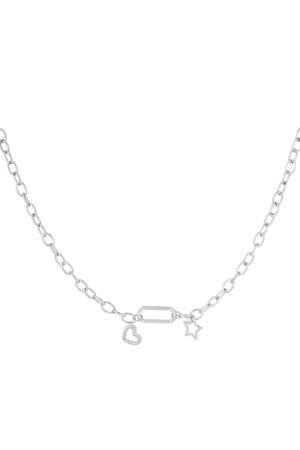 Necklace with pendant and charms Silver Stainless Steel h5 
