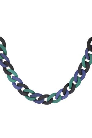 Necklace acrylic linked Dark Blue Stainless Steel h5 
