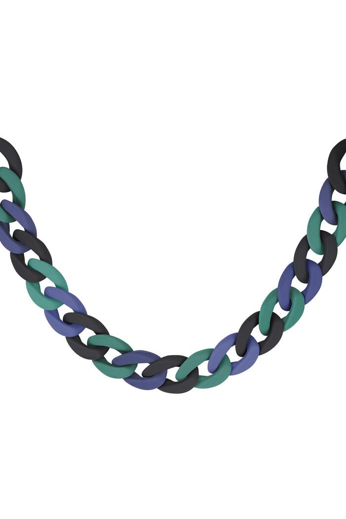 Necklace acrylic linked Dark Blue Stainless Steel 