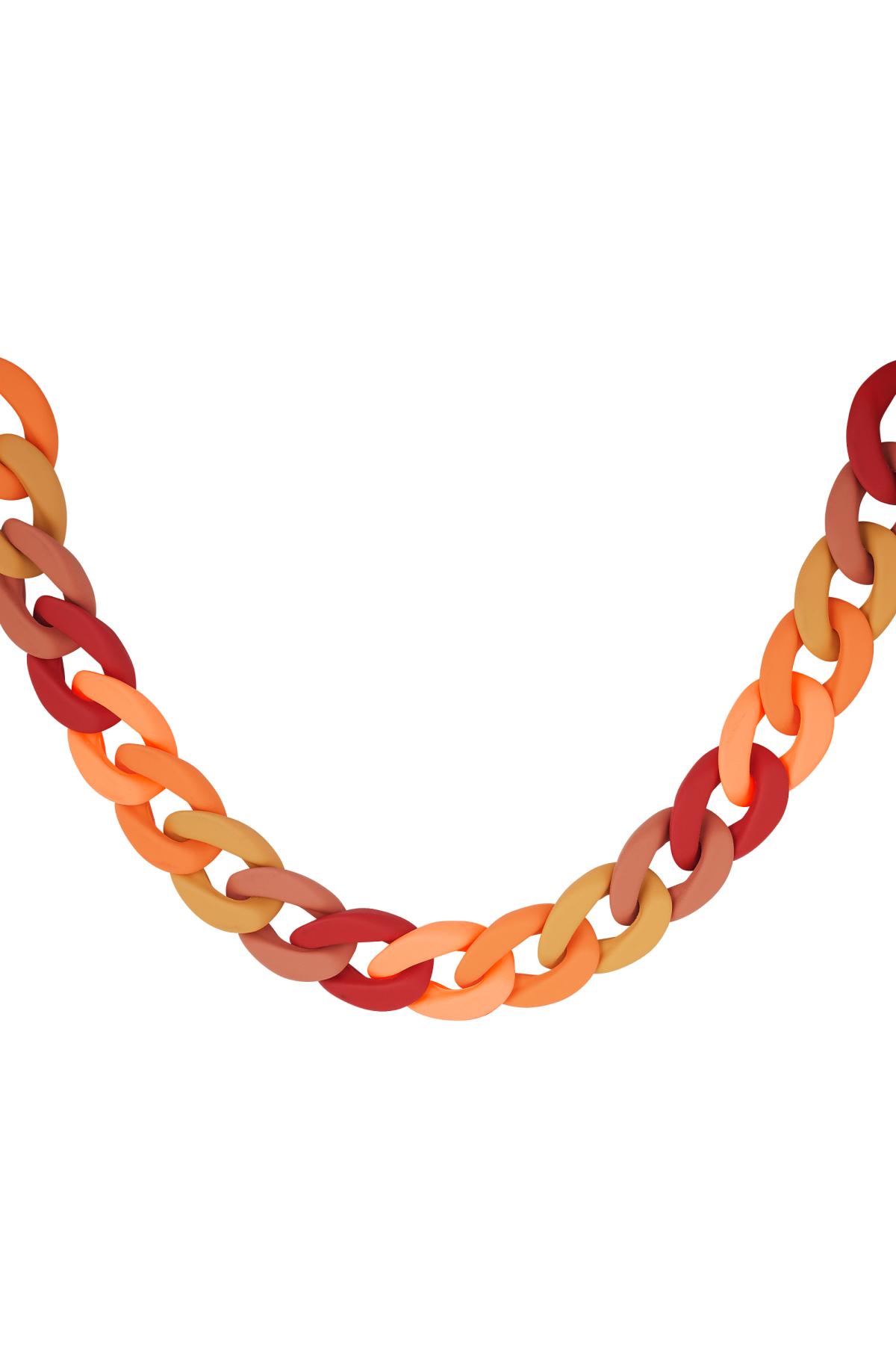 Necklace acrylic linked Orange Stainless Steel