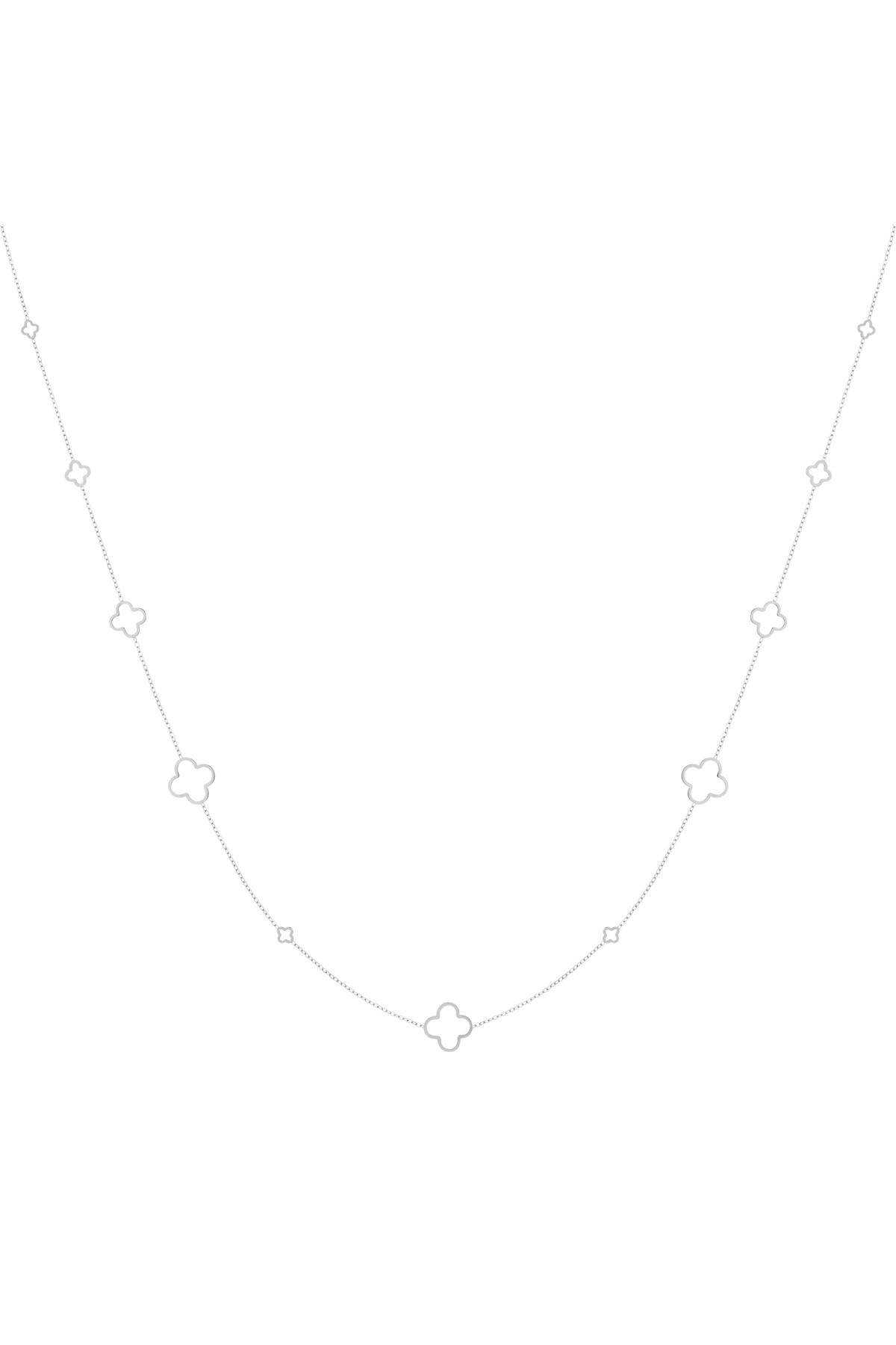 Halskette lange Kleeblätter Silber Edelstahl