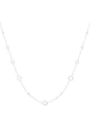 Halskette lange Kleeblätter Silber Edelstahl h5 
