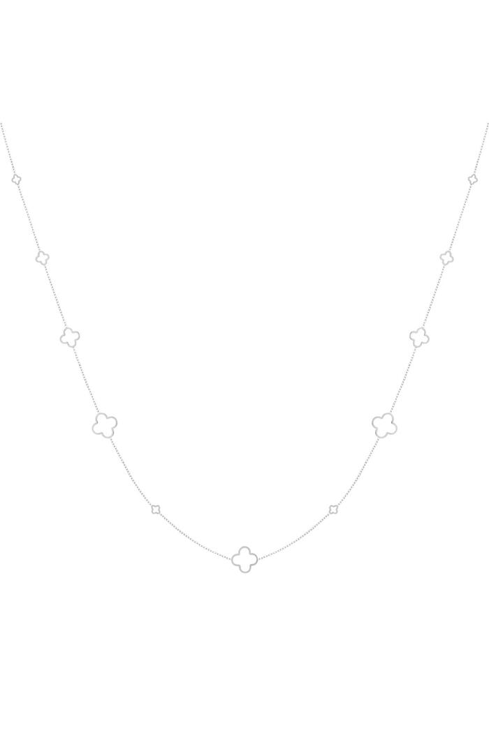 Halskette lange Kleeblätter Silber Edelstahl 
