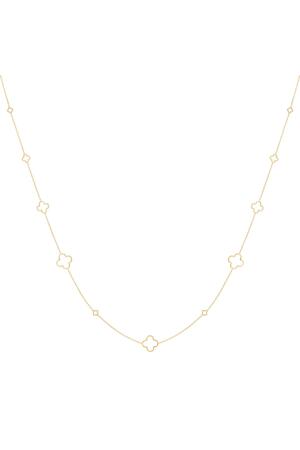 Necklace long clovers Gold Stainless Steel h5 