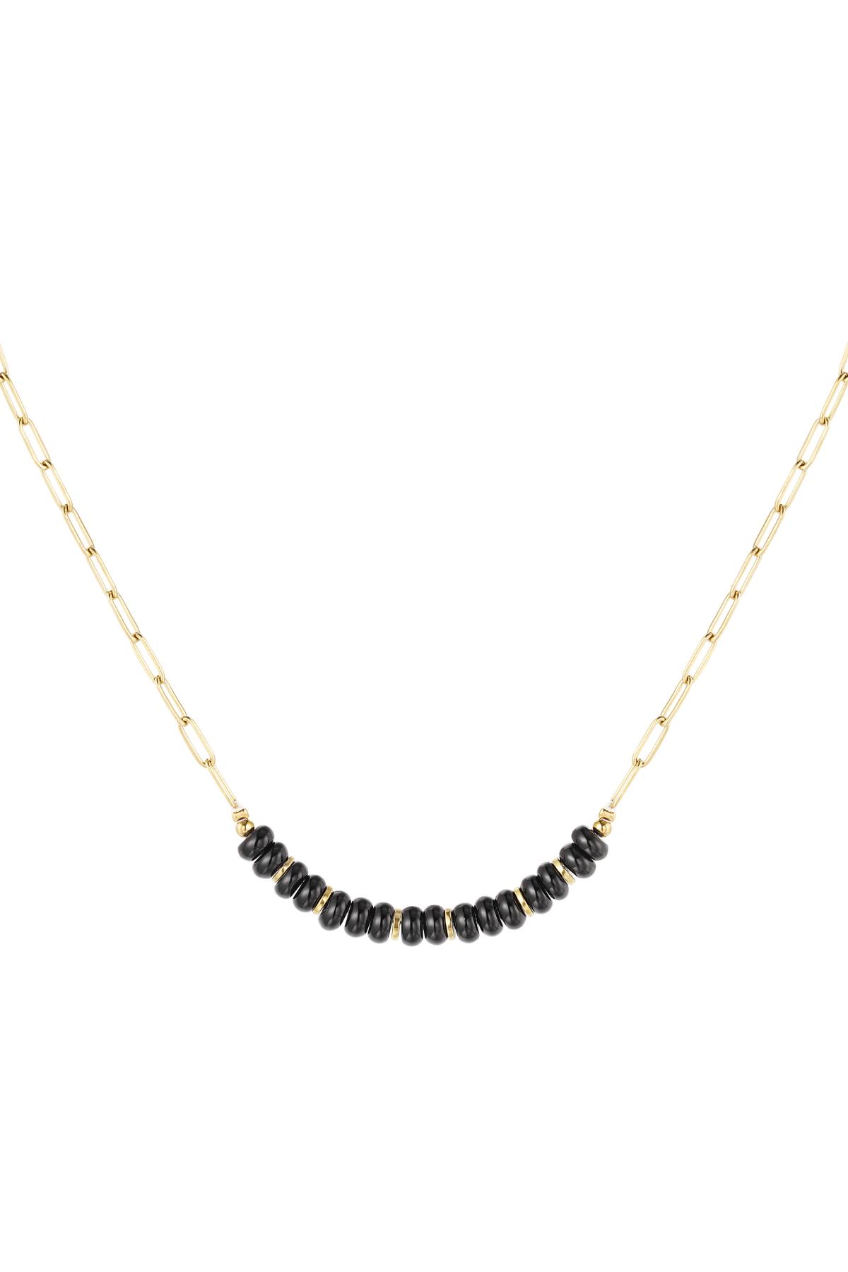 Link necklace with stone beads Black & Gold Stainless Steel h5 