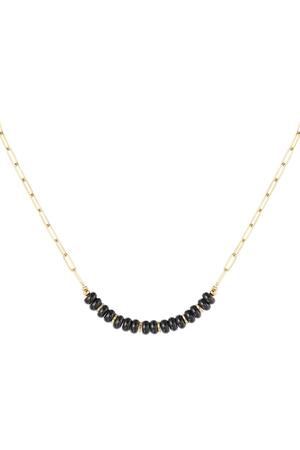 Collier lien avec perles de pierre Noir & Or Acier inoxydable h5 
