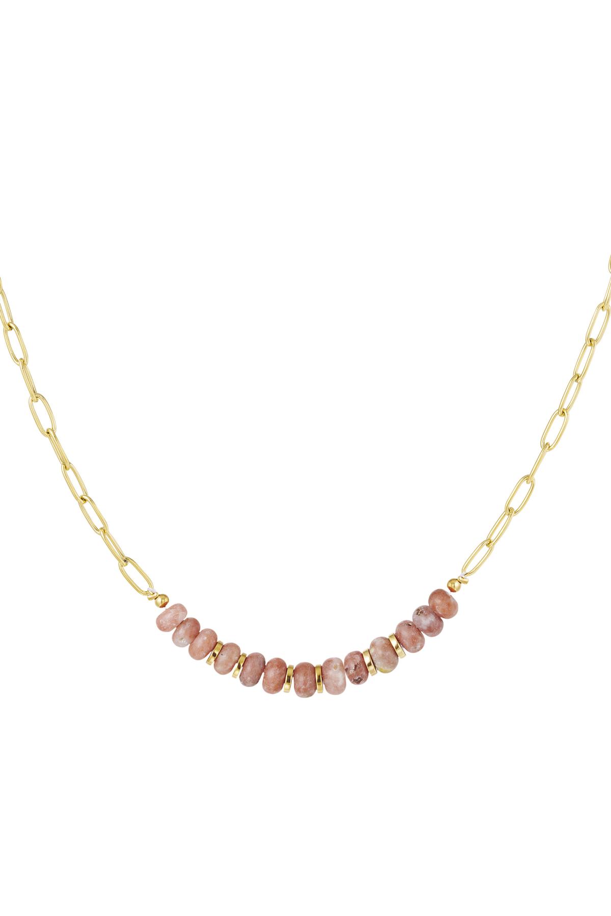 Schakelketting met stenen kralen Pink & Gold Stainless Steel 2