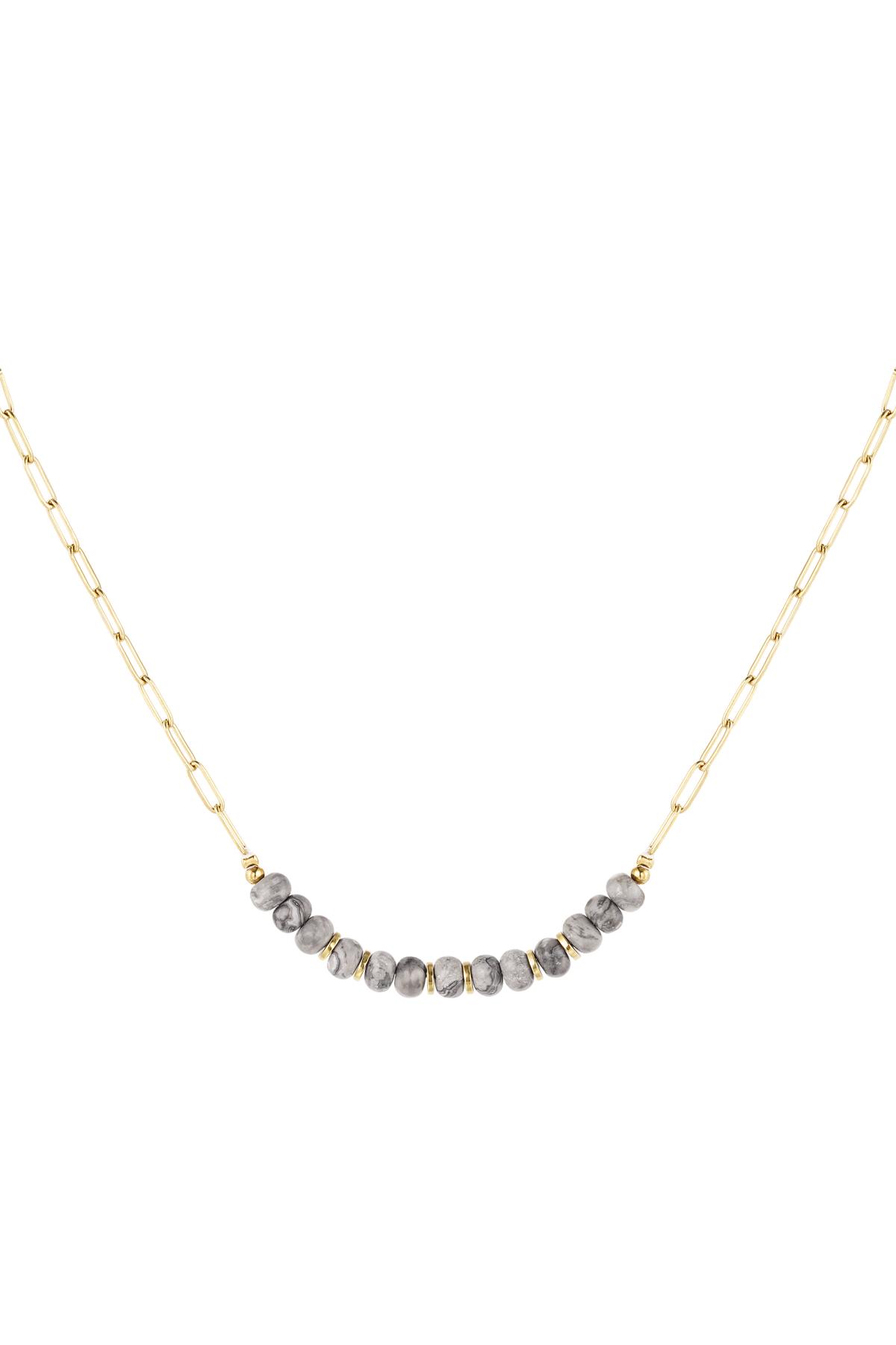 Collana a maglie con perline di pietra Grey &amp; Gold Stainless Steel
