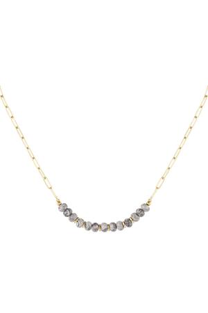 Collier lien avec perles de pierre Gris & Or Acier inoxydable h5 