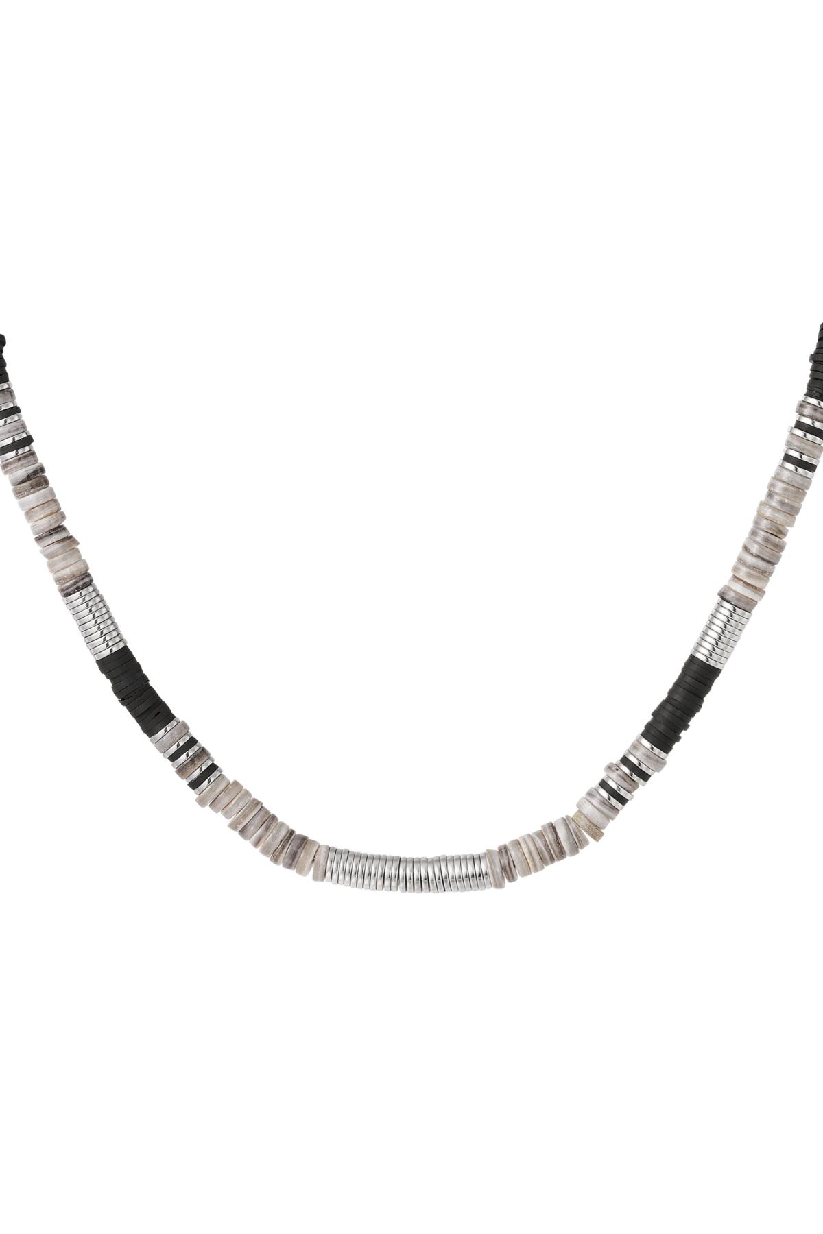 Halskette verschiedene Perlen Grau polymer clay h5 