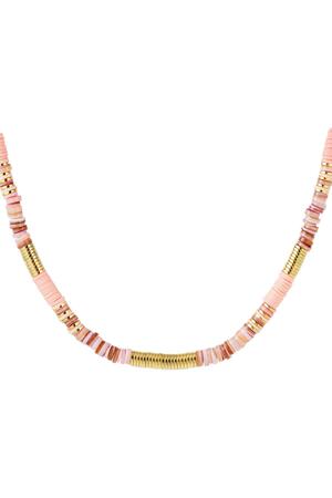 Necklace different beads Pink polymer clay h5 