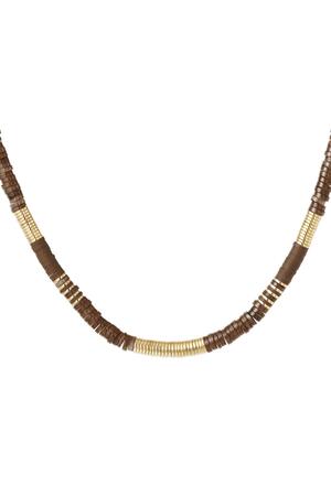 Necklace different beads Beige & Gold polymer clay h5 