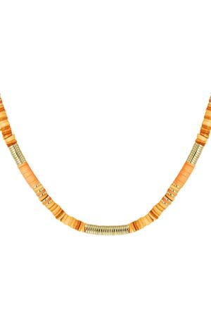 Necklace different beads Orange & Gold polymer clay h5 