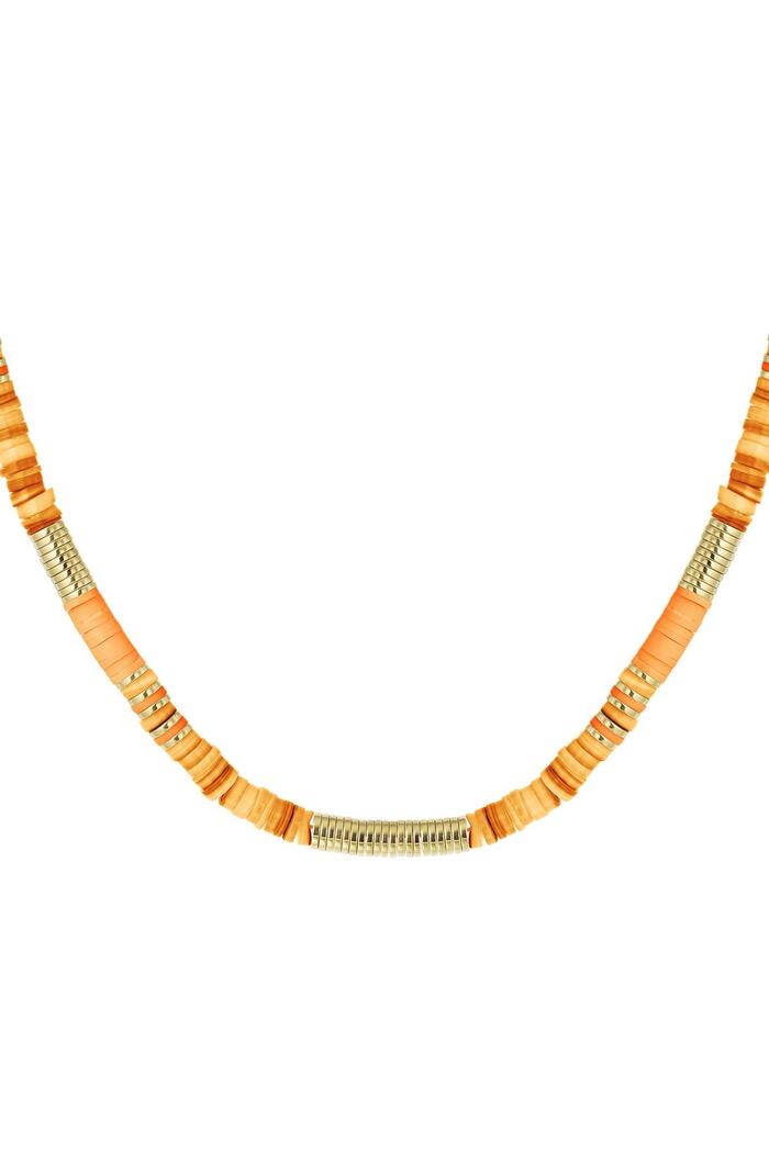 Necklace different beads Orange & Gold polymer clay 