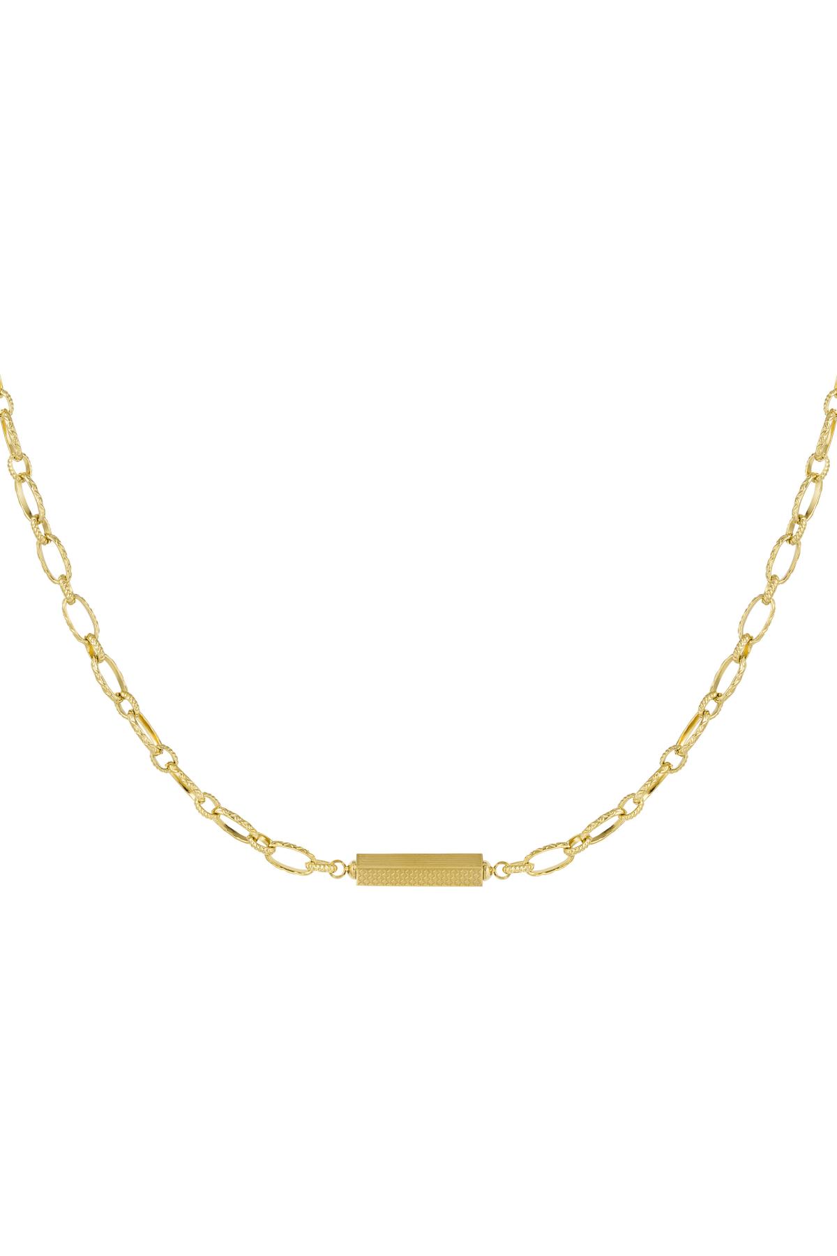 Link chain with charm Gold Color Stainless Steel 2