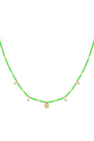 Necklace beads with charms Green & Gold Hematite h5 