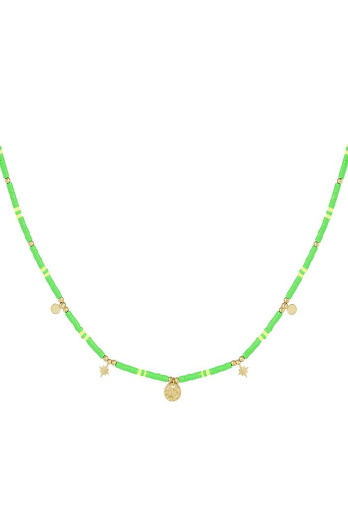 Collier perles avec breloques Vert & Or Hématite 