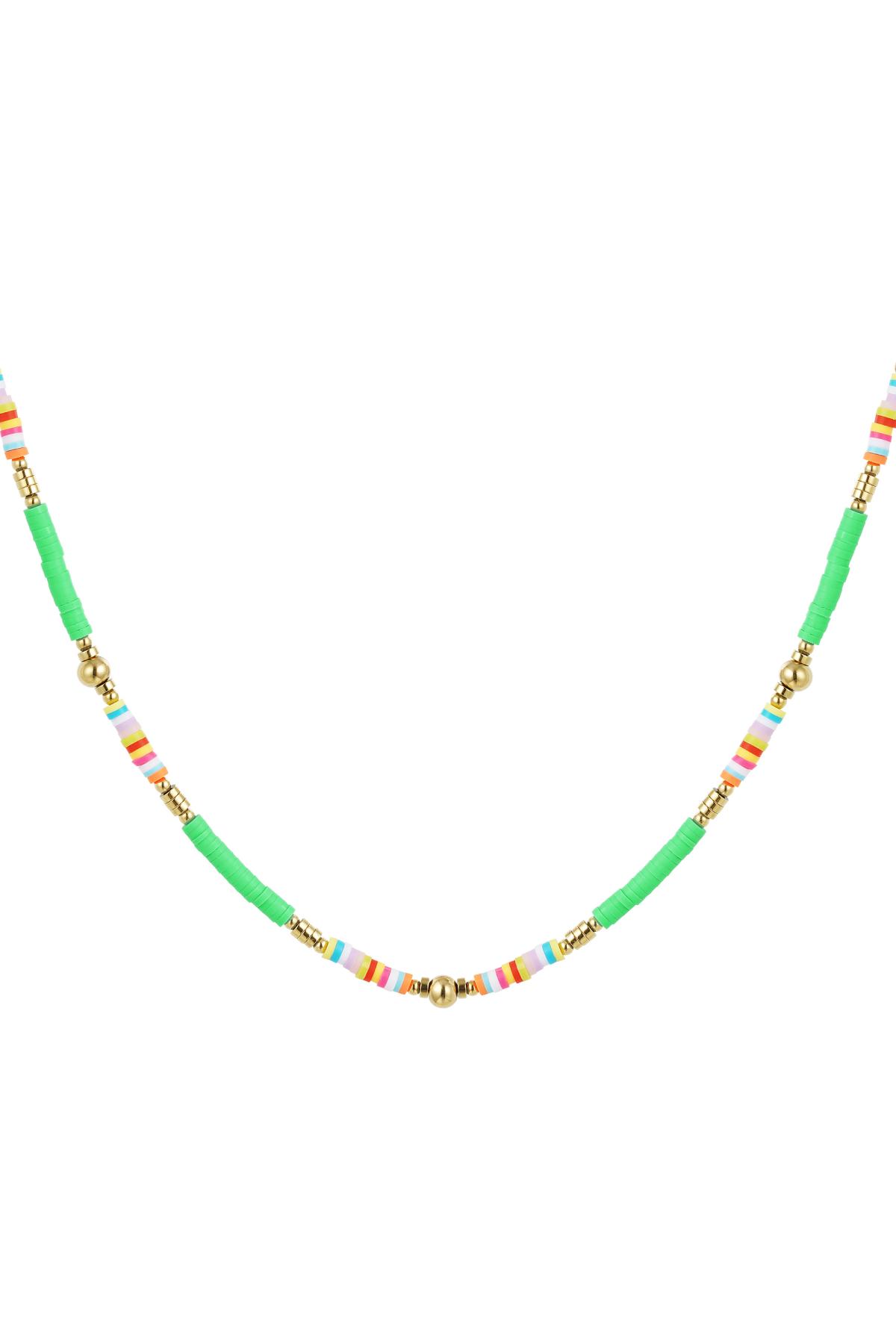 Beaded necklace cheerful Green &amp; Gold Hematite