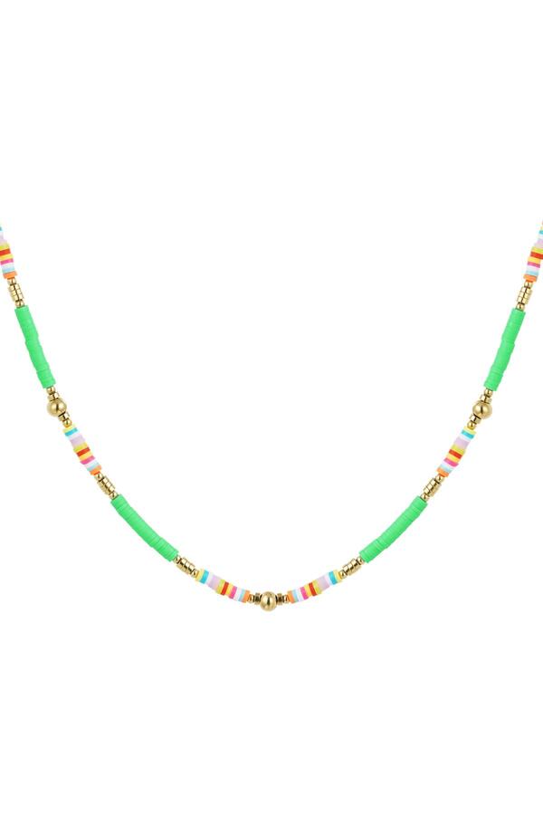 Beaded necklace cheerful Green & Gold Hematite