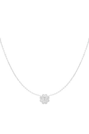 Necklace flower Silver Stainless Steel h5 
