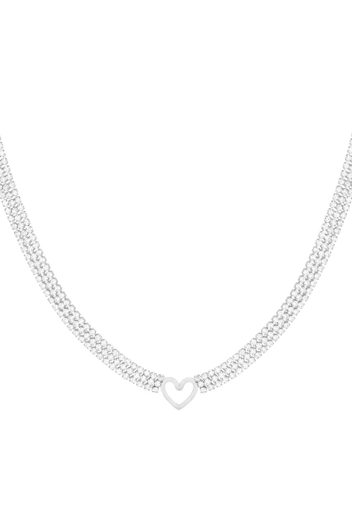 Necklace heart with zirconia Silver Stainless Steel