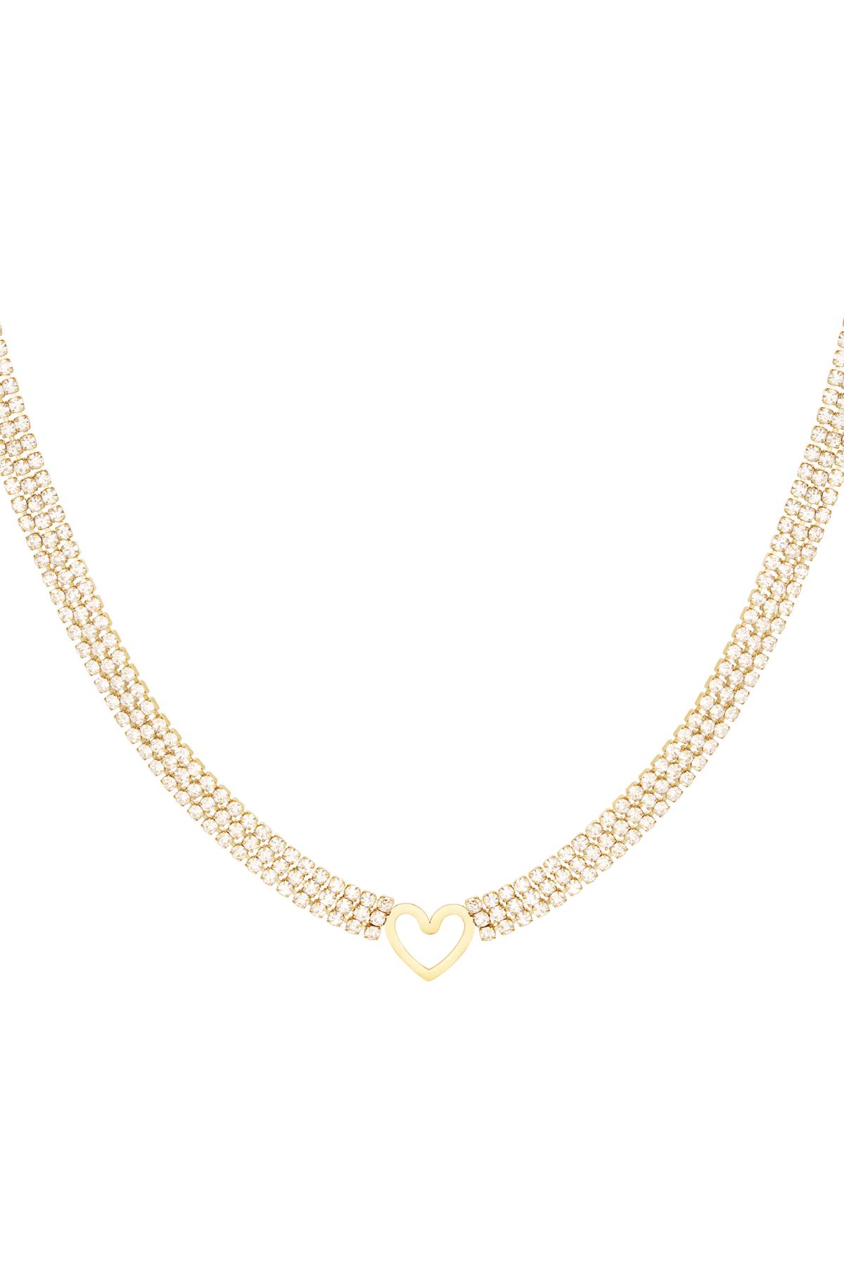 Necklace heart with zirconia Gold Stainless Steel h5 