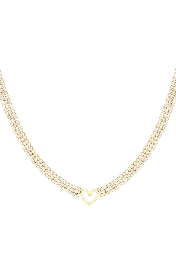 Necklace heart with zirconia Gold Stainless Steel