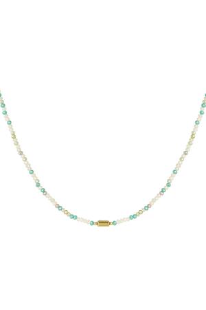 Necklace mini beads Green & Gold Crystal h5 