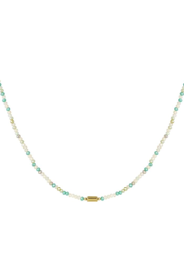 Necklace mini beads Green & Gold Crystal 
