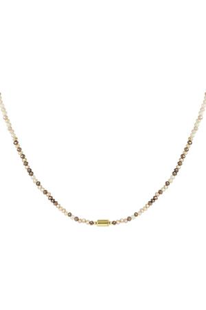 Necklace mini beads Beige Crystal h5 