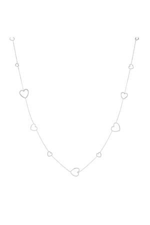 Long chain hearts Silver Stainless Steel h5 