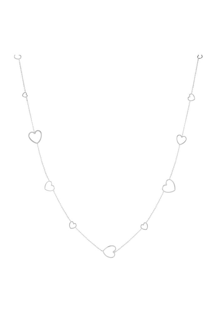 Long chain hearts Silver Stainless Steel 
