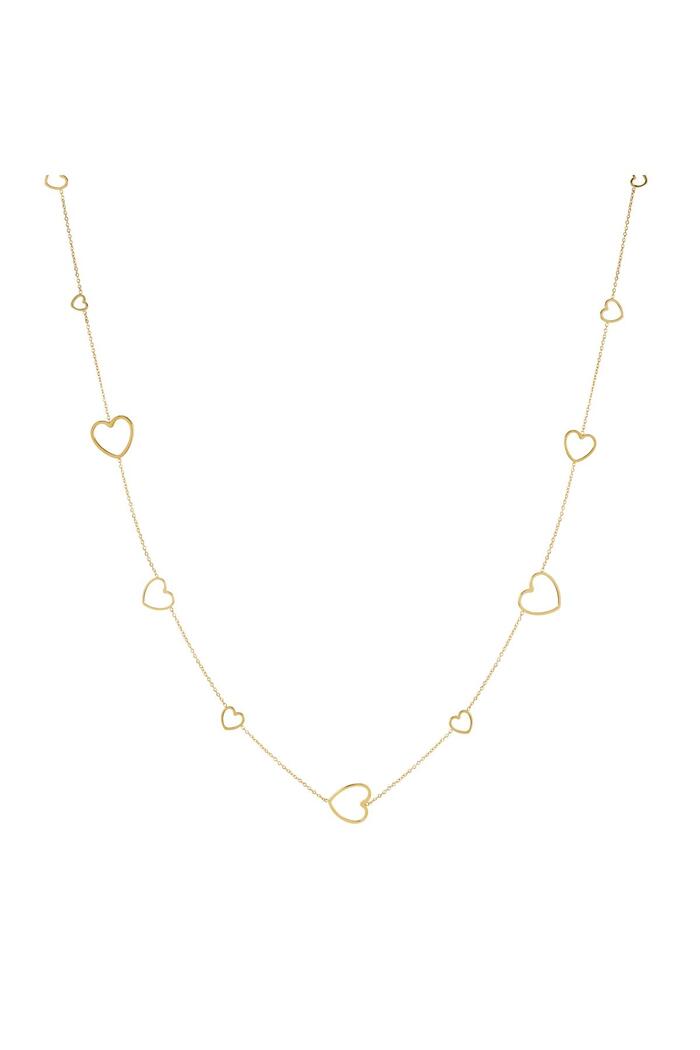 Long chain hearts Gold Stainless Steel 