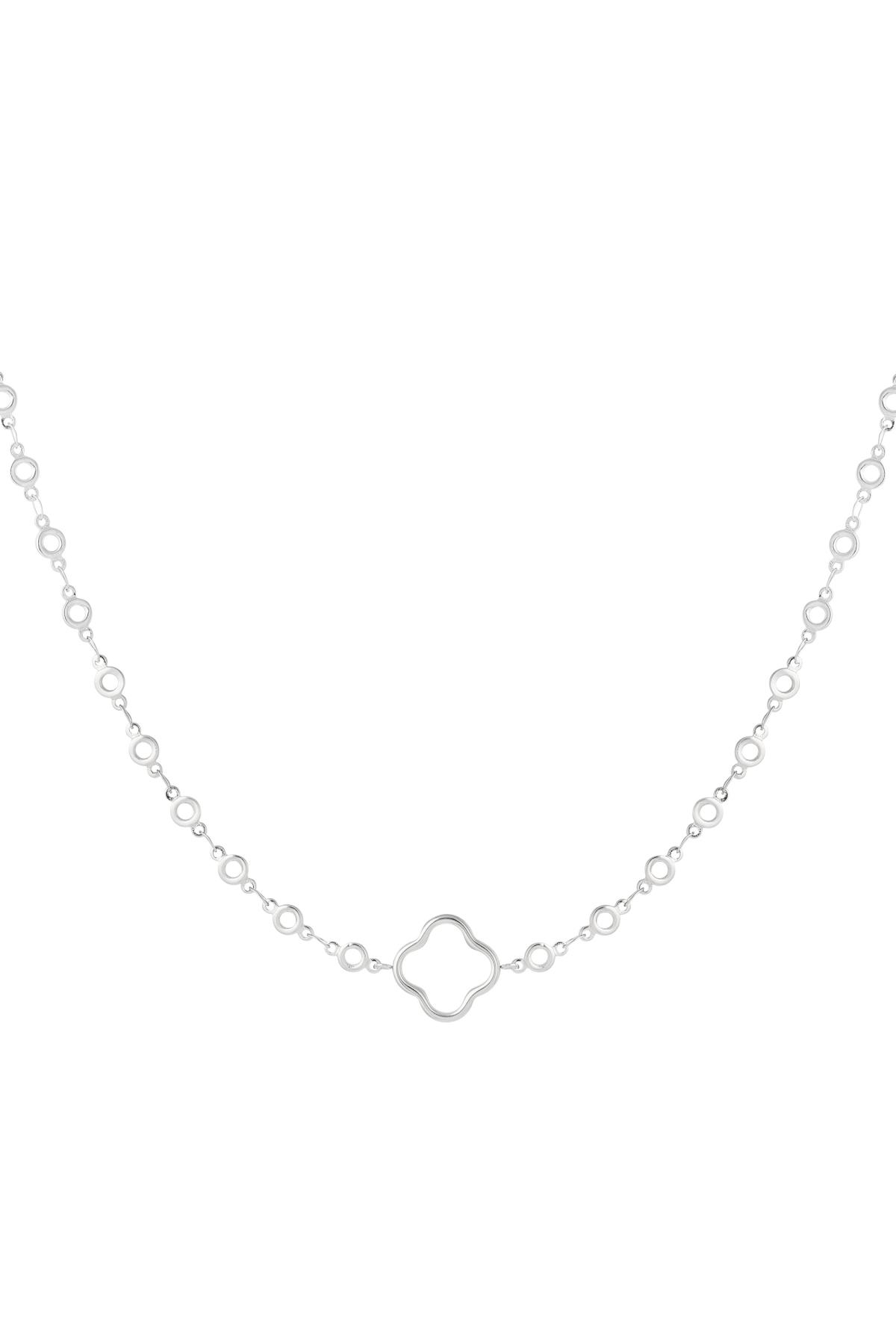 Chain circles with clover Silver Color Stainless Steel 2